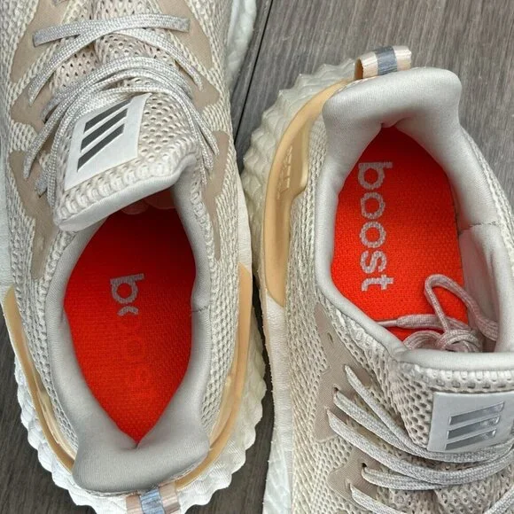 Adidas Shoes Mens 7.5 Alphaboost Ecru Tint 'Glow Orange' Running Sneakers G28565 - Picture 10 of 12